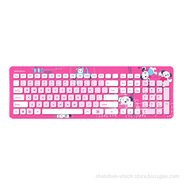 Waterproof Computer Keyboard with Cartoon Pattern